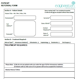 Patient referral form